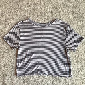 Blue and white stripped crop top
